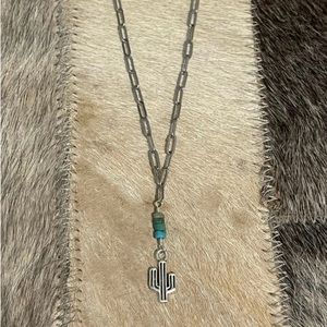 Turquoise cactus paperclip chain